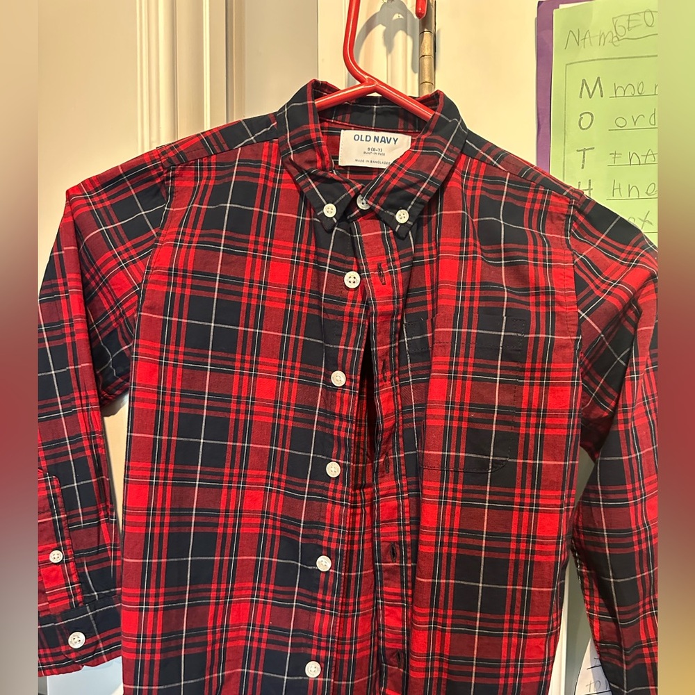 Old Navy Red and Navy Checkered Shirt